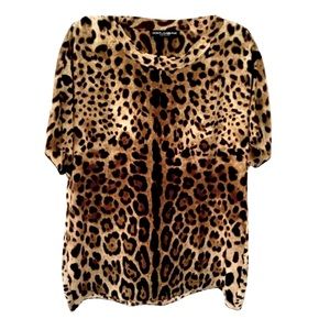 $1860 Dolce Gabbana Silk Leopard Top Blouse Shirt size 4 US / IT 40